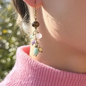 NEW HEALING Gold filled and Multicolor Dangle Earrings